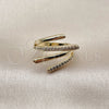 Anillo Multi Piedra 01.266.0110 Oro Laminado, con Micro Pave Blanca, Pulido, Tono Dorado (Talla Unica)