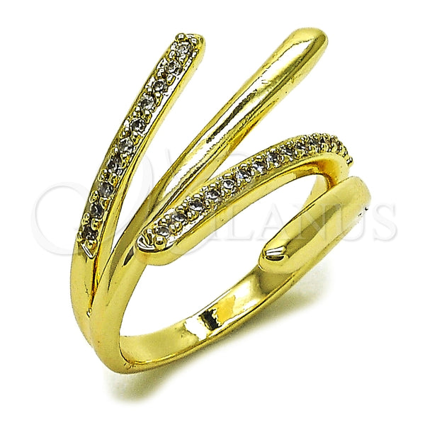 Anillo Multi Piedra 01.266.0110 Oro Laminado, con Micro Pave Blanca, Pulido, Tono Dorado (Talla Unica)