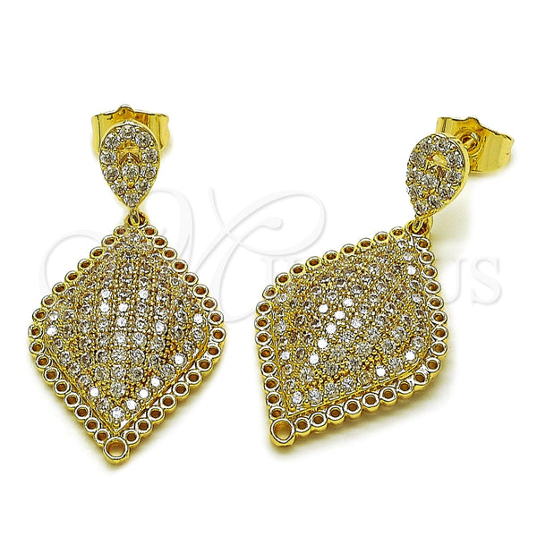 Arete Colgante 02.266.0115 Oro Laminado, con Zirconia Cubica Blanca, Pulido, Tono Dorado