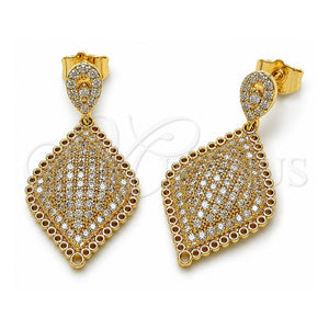 Arete Colgante 02.266.0115 Oro Laminado, con Zirconia Cubica Blanca, Pulido, Tono Dorado