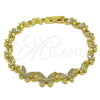 Pulsera Elegante 03.266.0080.08 Oro Laminado, Diseño de Mariposa, con Zirconia Cubica Blanca, Pulido, Tono Dorado (Grosor 07 MM, 8 Pulgadas de Largo)