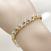 Pulsera Elegante 03.266.0081.08 Oro Laminado, Diseño de Besos y Abrazos y Mariposa, con Micro Pave Blanca, Pulido, Tono Dorado (Grosor 07.8 MM, 8 Pulgadas de Largo)
