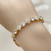 Pulsera Tennis 03.266.0082.08 Oro Laminado, con Zirconia Cubica Blanca, Pulido, Tono Dorado (Grosor 08.5 MM, 8 Pulgadas de Largo)