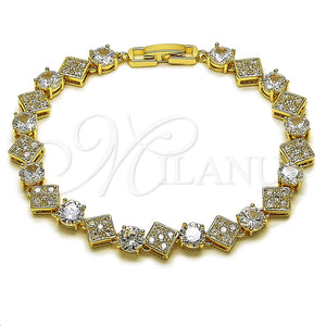 Pulsera Tennis 03.266.0082.08 Oro Laminado, con Zirconia Cubica Blanca, Pulido, Tono Dorado (Grosor 08.5 MM, 8 Pulgadas de Largo)