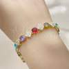 Pulsera Tennis 03.266.0082.1.08 Oro Laminado, con Zirconia Cubica Multicolor y Blanca, Pulido, Tono Dorado (Grosor 08.5 MM, 8 Pulgadas de Largo)