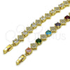 Pulsera Tennis 03.266.0082.1.08 Oro Laminado, con Zirconia Cubica Multicolor y Blanca, Pulido, Tono Dorado (Grosor 08.5 MM, 8 Pulgadas de Largo)