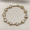 Pulsera Tennis 03.266.0083.08 Oro Laminado, Diseño de Corazón, con Zirconia Cubica Blanca, Pulido, Tono Dorado (Grosor 09 MM, 8 Pulgadas de Largo)