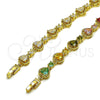 Pulsera Tennis 03.266.0083.08 Oro Laminado, Diseño de Corazón, con Zirconia Cubica Blanca, Pulido, Tono Dorado (Grosor 09 MM, 8 Pulgadas de Largo)