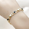 Pulsera Elegante 03.266.0058.1.07 Oro Laminado, Diseño de Besos y Abrazos y Corazón, con Zirconia Cubica Negro y Blanca, Pulido, Tono Dorado (Grosor 08.3 MM, 8 Pulgadas de Largo)