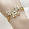 Pulsera Elegante 03.266.0084.08 Oro Laminado, Diseño de Mariposa, con Zirconia Cubica Blanca y Micro Pave Blanca, Pulido, Tono Dorado (Grosor 06.5 MM, 8 Pulgadas de Largo)