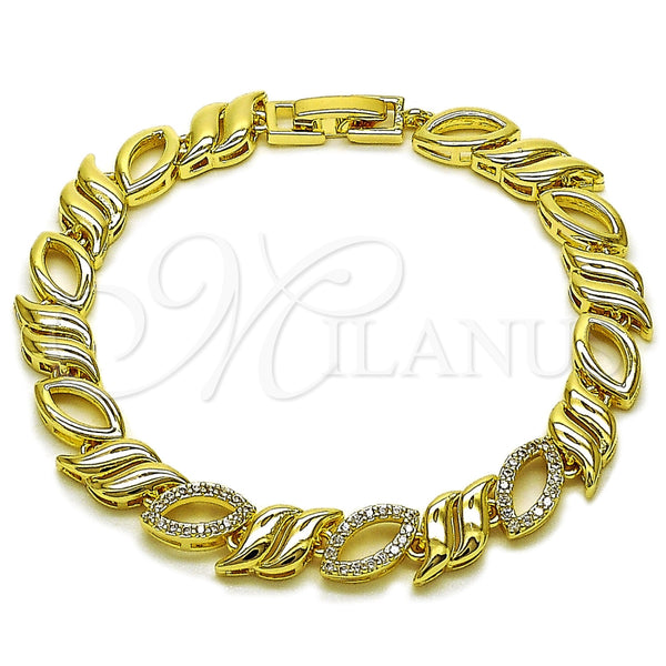Pulsera Tennis 03.266.0086.07 Oro Laminado, con Zirconia Cubica Blanca, Pulido, Tono Dorado (Grosor 07.8 MM, 8 Pulgadas de Largo)