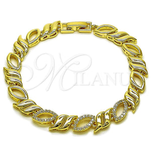 Pulsera Tennis 03.266.0086.07 Oro Laminado, con Zirconia Cubica Blanca, Pulido, Tono Dorado (Grosor 07.8 MM, 8 Pulgadas de Largo)