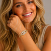 Pulsera Elegante 03.266.0087.07 Oro Laminado, Diseño de Infinito y Baguette, con Zirconia Cubica Blanca, Pulido, Tono Dorado (Grosor 05 MM, 8 Pulgadas de Largo)