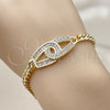 Pulsera Elegante 03.266.0087.07 Oro Laminado, Diseño de Infinito y Baguette, con Zirconia Cubica Blanca, Pulido, Tono Dorado (Grosor 05 MM, 8 Pulgadas de Largo)