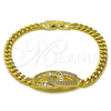 Pulsera Elegante 03.266.0087.07 Oro Laminado, Diseño de Infinito y Baguette, con Zirconia Cubica Blanca, Pulido, Tono Dorado (Grosor 05 MM, 8 Pulgadas de Largo)