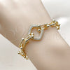 Pulsera Elegante 03.266.0088.07 Oro Laminado, con Micro Pave Blanca, Pulido, Tono Dorado (Grosor 09 MM, 8 Pulgadas de Largo)