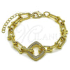 Pulsera Elegante 03.266.0088.07 Oro Laminado, con Micro Pave Blanca, Pulido, Tono Dorado (Grosor 09 MM, 8 Pulgadas de Largo)