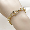 Pulsera Elegante 03.266.0089.07 Oro Laminado, con Micro Pave Blanca, Pulido, Tono Dorado (Grosor 09 MM, 8 Pulgadas de Largo)