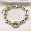 Pulsera Elegante 03.266.0090.07 Oro Laminado, Diseño de Puff Mariner, con Zirconia Cubica Blanca, Pulido, Tono Dorado (Grosor 09 MM, 8 Pulgadas de Largo)