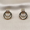 Arete Dormilona 02.60.0177 Oro Laminado, Diseño de Hebilla del Cinturón, con Micro Pave Blanca, Pulido, Tono Dorado