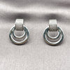 Arete Dormilona 02.60.0177.1 Rodio Laminado, Diseño de Hebilla del Cinturón, con Micro Pave Blanca, Pulido, Rodinado