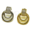 Arete Dormilona 02.60.0177.1 Rodio Laminado, Diseño de Hebilla del Cinturón, con Micro Pave Blanca, Pulido, Rodinado