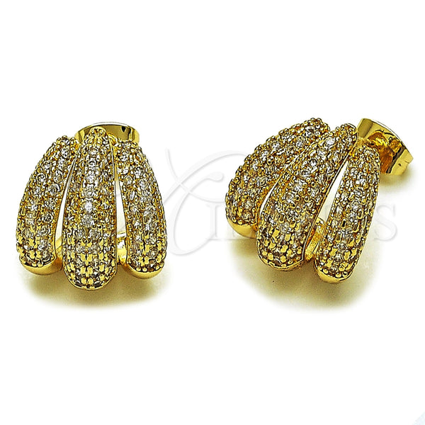 Arete Dormilona 02.60.0178 Oro Laminado, con Micro Pave Blanca, Pulido, Tono Dorado