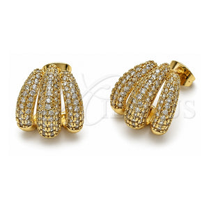Arete Dormilona 02.60.0178 Oro Laminado, con Micro Pave Blanca, Pulido, Tono Dorado