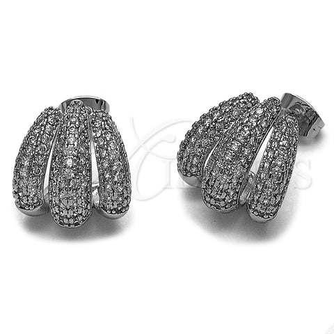 Arete Dormilona 02.60.0178.1 Rodio Laminado, con Micro Pave Blanca, Pulido, Rodinado
