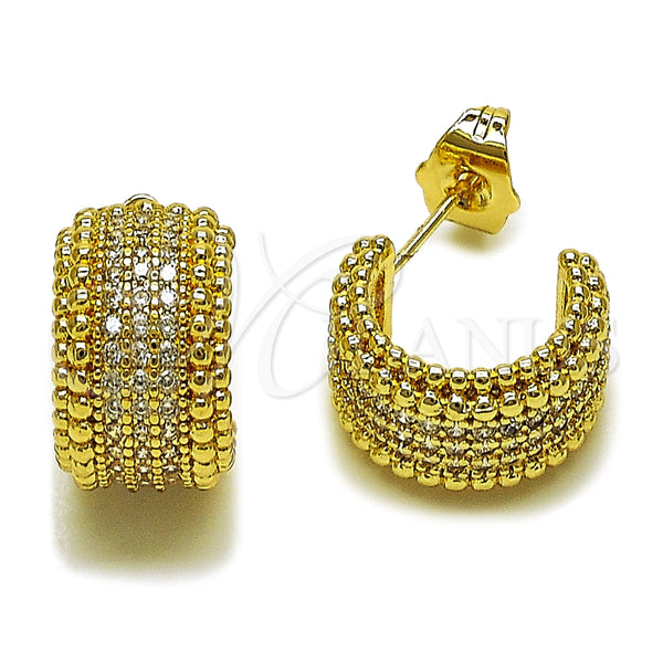 Argolla Pequeña 02.156.0751.15 Oro Laminado, con Micro Pave Blanca, Pulido, Tono Dorado