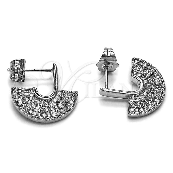 Arete Dormilona 02.156.0752.1 Rodio Laminado, con Zirconia Cubica Blanca, Pulido, Rodinado