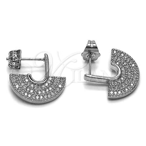 Arete Dormilona 02.156.0752.1 Rodio Laminado, con Zirconia Cubica Blanca, Pulido, Rodinado
