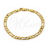 Pulsera Básica 04.213.0113.07 Oro Laminado, Diseño de Figaro, Pulido, Tono Dorado (Grosor 04.5 MM, 8 Pulgadas de Largo)