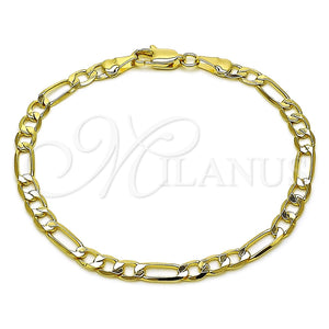 Pulsera Básica 04.213.0113.07 Oro Laminado, Diseño de Figaro, Pulido, Tono Dorado (Grosor 04.5 MM, 8 Pulgadas de Largo)