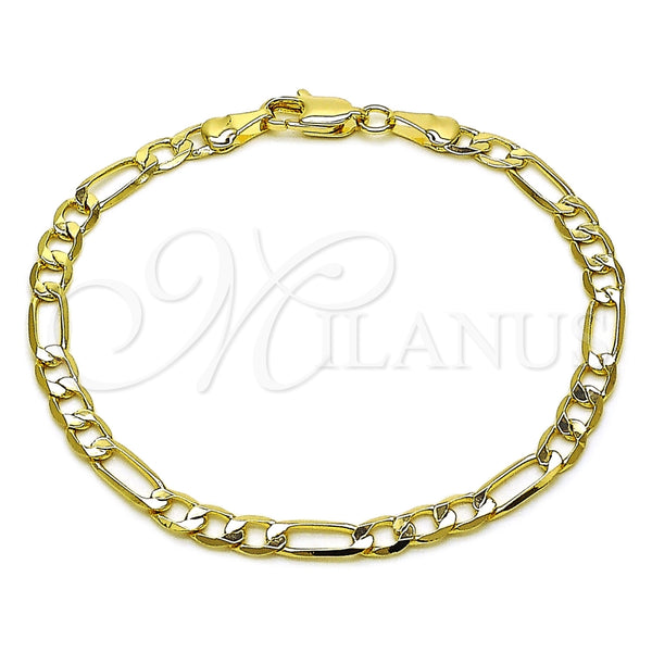 Pulsera Básica 04.213.0113.07 Oro Laminado, Diseño de Figaro, Pulido, Tono Dorado (Grosor 04.5 MM, 8 Pulgadas de Largo)
