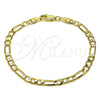 Pulsera Básica 04.213.0113.07 Oro Laminado, Diseño de Figaro, Pulido, Tono Dorado (Grosor 04.5 MM, 8 Pulgadas de Largo)