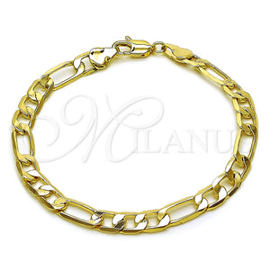 Pulsera Básica 04.213.0101.07 Oro Laminado, Diseño de Figaro, Pulido, Tono Dorado (Calibre 160, Grosor 06 MM, 8 Pulgadas de Largo)