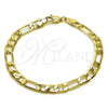 Pulsera Básica 04.213.0101.07 Oro Laminado, Diseño de Figaro, Pulido, Tono Dorado (Calibre 160, Grosor 06 MM, 8 Pulgadas de Largo)