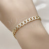 Pulsera Básica 04.213.0119.07 Oro Laminado, Diseño de Cubana Pave, Pulido, Tono Dorado (Grosor 06 MM, 8 Pulgadas de Largo)