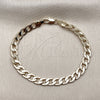 Pulsera Básica 04.213.0119.07 Oro Laminado, Diseño de Cubana Pave, Pulido, Tono Dorado (Grosor 06 MM, 8 Pulgadas de Largo)