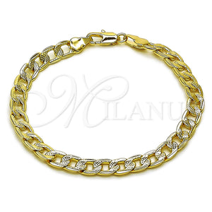 Pulsera Básica 04.213.0119.07 Oro Laminado, Diseño de Cubana Pave, Pulido, Tono Dorado (Grosor 06 MM, 8 Pulgadas de Largo)