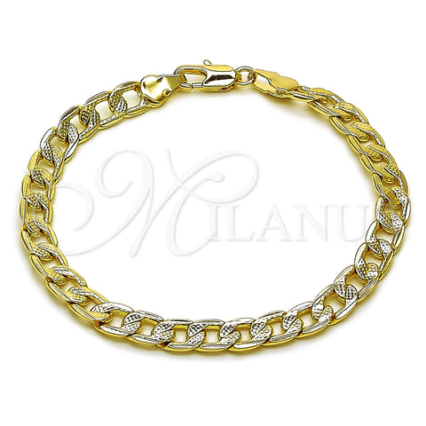 Pulsera Básica 04.213.0119.07 Oro Laminado, Diseño de Cubana Pave, Pulido, Tono Dorado (Grosor 06 MM, 8 Pulgadas de Largo)