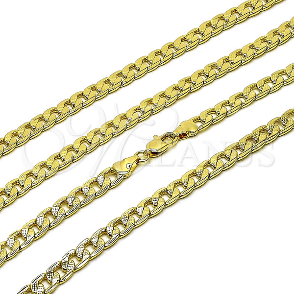 Gargantilla Basica 04.213.0119.22 Oro Laminado, Diseño de Cubana Pave, Pulido, Tono Dorado (Grosor 06 MM, 22 Pulgadas de Largo)