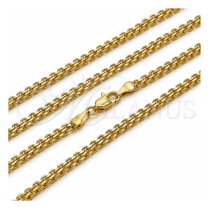 Gargantilla Basica 04.213.0263.22 Oro Laminado, Diseño de Bismarco, Pulido, Tono Dorado (Grosor 03.8 MM, 22 Pulgadas de Largo)