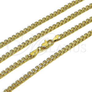 Gargantilla Basica 04.213.0263.22 Oro Laminado, Diseño de Bismarco, Pulido, Tono Dorado (Grosor 03.8 MM, 22 Pulgadas de Largo)
