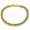 Pulsera Básica 04.63.1341.07 Oro Laminado, Pulido, Tono Dorado (Calibre 100, Grosor 05 MM, 8 Pulgadas de Largo)
