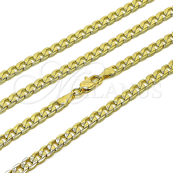Gargantilla Basica 04.63.1423.22 Oro Laminado, Diseño de Cubana Pave, Diamantado, Tono Dorado (Calibre 120, Grosor 05.1 MM, 22 Pulgadas de Largo)