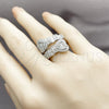 Anillo Multi Piedra 01.283.0035.1 Rodio Laminado, Diseño de Corazón y Baguette, con Zirconia Cubica Blanca y Micro Pave Blanca, Pulido, Rodinado (Talla Unica)