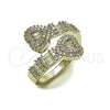 Anillo Multi Piedra 01.283.0035.1 Rodio Laminado, Diseño de Corazón y Baguette, con Zirconia Cubica Blanca y Micro Pave Blanca, Pulido, Rodinado (Talla Unica)