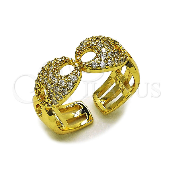 Anillo Multi Piedra 01.282.0007 Oro Laminado, Diseño de Puff Mariner, con Zirconia Cubica Blanca, Pulido, Tono Dorado (Talla Unica)